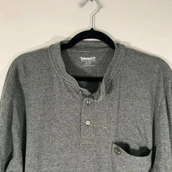 Timberland Shirt Men’s XXL Green Long Sleeve Slim Fit 1/4 Button Crew Neck - Picture 3 of 7